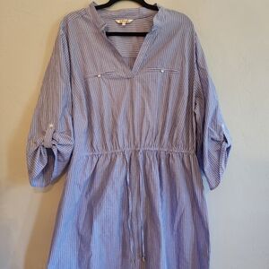 Blue Striped Shirt Dress